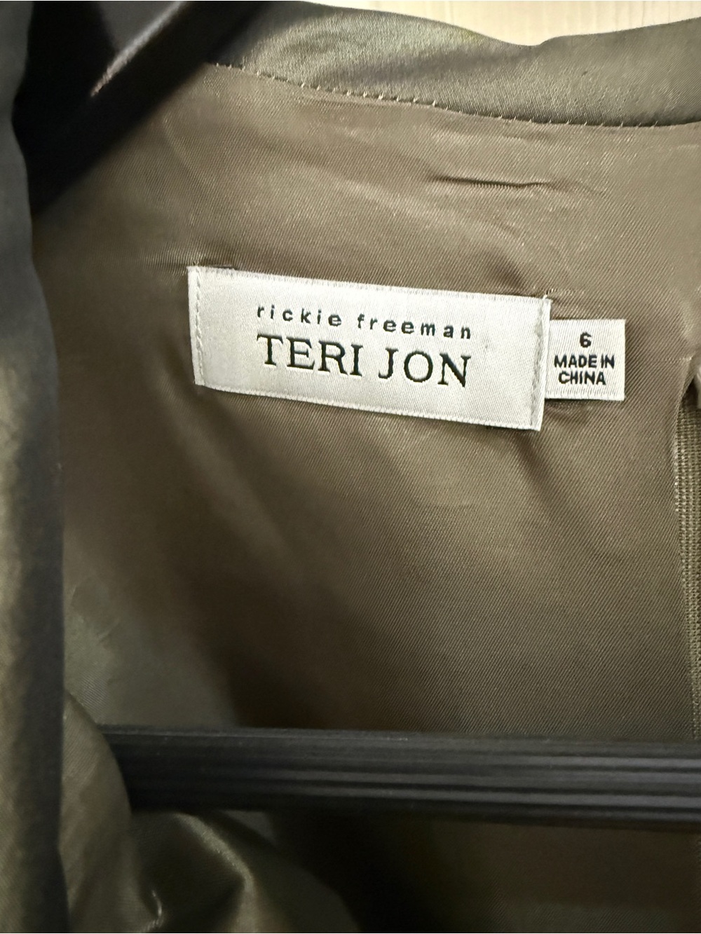 Teri Jon Olive Green Taffeta Fit‑and‑Flare Midi Dress with Pleated Waist & Bow - Picture 6 of 15